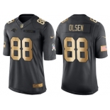 Nike Carolina Panthers #88 Greg Olsen Anthracite 2016 Christmas Gold Men's NFL Limited Salute to Service Jersey