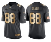 Nike Carolina Panthers #88 Greg Olsen Anthracite 2016 Christmas Gold Men's NFL Limited Salute to Service Jersey