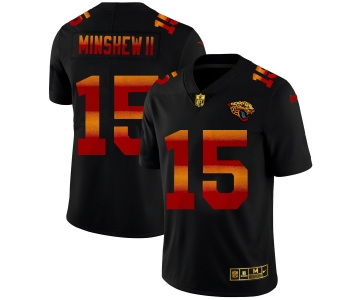 Jacksonville Jaguars #15 Gardner Minshew II Men's Black Nike Red Orange Stripe Vapor Limited NFL Jersey