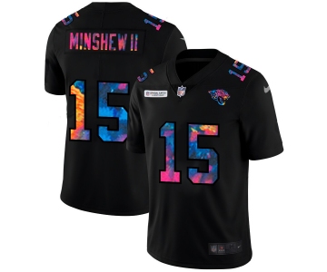 Jacksonville Jaguars #15 Gardner Minshew II Men's Nike Multi-Color Black 2020 NFL Crucial Catch Vapor Untouchable Limited Jersey