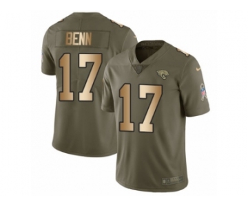 Men Nike Jacksonville Jaguars #17 Arrelious Benn Limited Olive Gold 2017 Salute to Service NFL Jersey