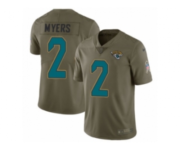 Men Nike Jacksonville Jaguars #2 Jason Myers Limited Olive 2017 Salute to Service NFL Jersey