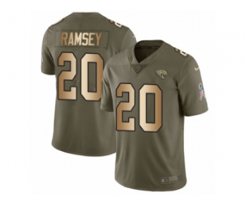 Men Nike Jacksonville Jaguars #20 Jalen Ramsey Limited Olive Gold 2017 Salute to Service NFL Jersey