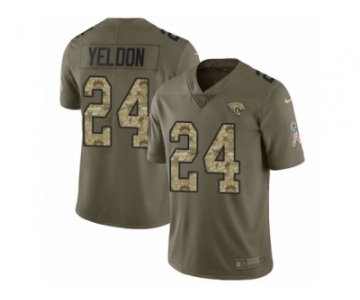 Men Nike Jacksonville Jaguars #24 T.J. Yeldon Limited Olive Camo 2017 Salute to Service NFL Jersey