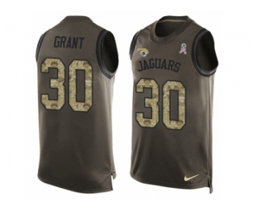 Men Nike Jacksonville Jaguars #30 Corey Grant Limited Green Salute to Service Tank Top NFL Jersey