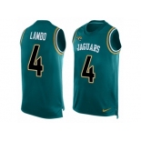 Men Nike Jacksonville Jaguars #4 Josh Lambo Limited Teal Green Player Name & Number Tank Top NFL Jersey