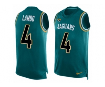 Men Nike Jacksonville Jaguars #4 Josh Lambo Limited Teal Green Player Name & Number Tank Top NFL Jersey