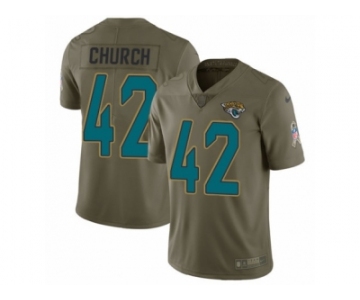 Men Nike Jacksonville Jaguars #42 Barry Church Limited Olive 2017 Salute to Service NFL Jersey