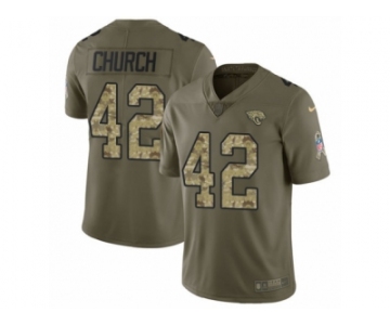 Men Nike Jacksonville Jaguars #42 Barry Church Limited Olive Camo 2017 Salute to Service NFL Jersey