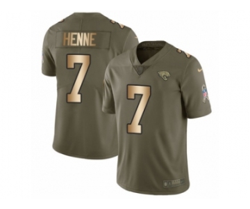 Men Nike Jacksonville Jaguars #7 Chad Henne Limited Olive Gold 2017 Salute to Service NFL Jersey