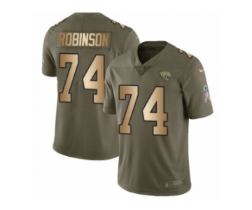 Men Nike Jacksonville Jaguars #74 Cam Robinson Limited Olive Gold 2017 Salute to Service NFL Jersey