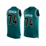 Men Nike Jacksonville Jaguars #74 Cam Robinson Limited Teal Green Player Name & Number Tank Top NFL Jersey