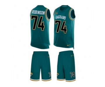 Men Nike Jacksonville Jaguars #74 Cam Robinson Limited Teal Green Tank Top Suit NFL Jersey