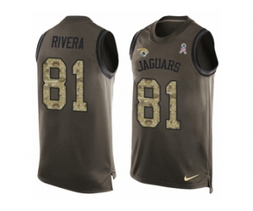 Men Nike Jacksonville Jaguars #81 Mychal Rivera Limited Green Salute to Service Tank Top NFL Jersey