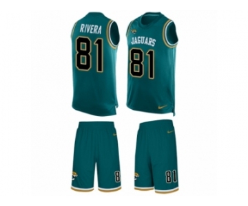 Men Nike Jacksonville Jaguars #81 Mychal Rivera Limited Teal Green Tank Top Suit NFL Jersey