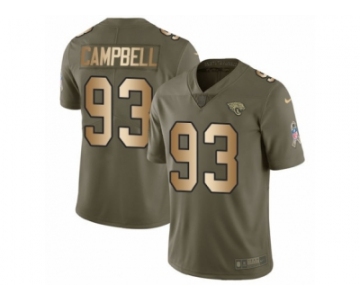 Men Nike Jacksonville Jaguars #93 Calais Campbell Limited Olive Gold 2017 Salute to Service NFL Jersey