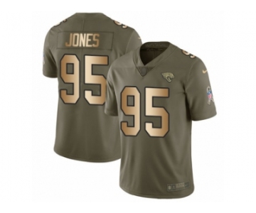 Men Nike Jacksonville Jaguars #95 Abry Jones Limited Olive Gold 2017 Salute to Service NFL Jersey