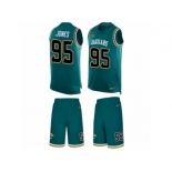 Men Nike Jacksonville Jaguars #95 Abry Jones Limited Teal Green Tank Top Suit NFL Jersey