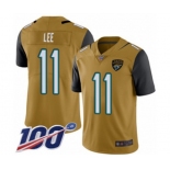 Men's Jacksonville Jaguars #11 Marqise Lee Limited Gold Rush Vapor Untouchable 100th Season Football Jersey