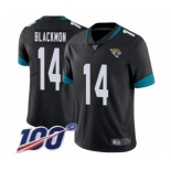 Men's Jacksonville Jaguars #14 Justin Blackmon Black Team Color Vapor Untouchable Limited Player 100th Season Football Jersey