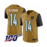 Men's Jacksonville Jaguars #14 Justin Blackmon Limited Gold Rush Vapor Untouchable 100th Season Football Jersey