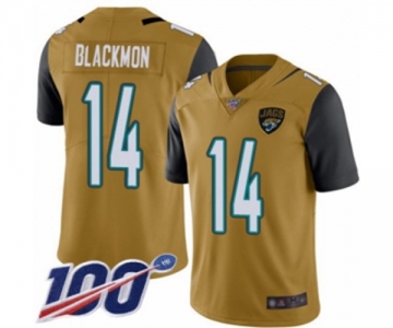 Men's Jacksonville Jaguars #14 Justin Blackmon Limited Gold Rush Vapor Untouchable 100th Season Football Jersey