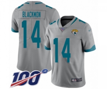 Men's Jacksonville Jaguars #14 Justin Blackmon Silver Inverted Legend Limited 100th Season Football Jersey