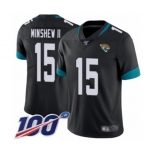 Men's Jacksonville Jaguars #15 Gardner Minshew II Black Team Color Vapor Untouchable Limited Player 100th Season Football Jersey