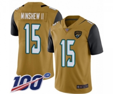 Men's Jacksonville Jaguars #15 Gardner Minshew II Limited Gold Rush Vapor Untouchable 100th Season Football Jersey