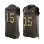 Men's Jacksonville Jaguars #15 Gardner Minshew II Limited Green Salute to Service Tank Top Football Jersey