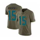 Men's Jacksonville Jaguars #15 Gardner Minshew II Limited Olive 2017 Salute to Service Football Jersey