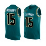 Men's Jacksonville Jaguars #15 Gardner Minshew II Limited Teal Green Player Name & Number Tank Top Football Jersey