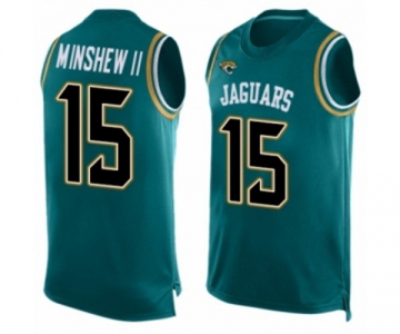 Men's Jacksonville Jaguars #15 Gardner Minshew II Limited Teal Green Player Name & Number Tank Top Football Jersey