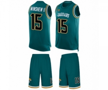 Men's Jacksonville Jaguars #15 Gardner Minshew II Limited Teal Green Tank Top Suit Football Jersey