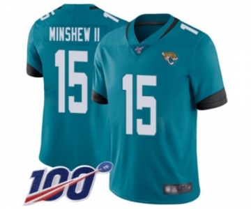 Men's Jacksonville Jaguars #15 Gardner Minshew II Teal Green Alternate Vapor Untouchable Limited Player 100th Season Football Jersey