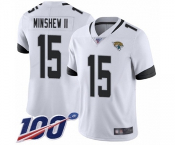 Men's Jacksonville Jaguars #15 Gardner Minshew II White Vapor Untouchable Limited Player 100th Season Football Jersey