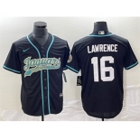 Men's Jacksonville Jaguars #16 Trevor Lawrence Black With Patch Cool Base Stitched Baseball Jersey