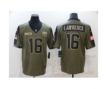 Men's Jacksonville Jaguars #16 Trevor Lawrence Nike Olive 2021 Salute To Service Limited Player Jersey