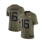 Men's Jacksonville Jaguars #16 Trevor Lawrence Olive 2022 Salute To Service Limited Stitched Jersey