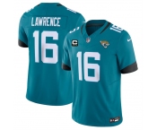 Men's Jacksonville Jaguars #16 Trevor Lawrence Teal With 4-Star C Patch Vapor Untouchable Limited Stitched Jersey