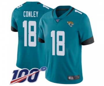 Men's Jacksonville Jaguars #18 Chris Conley Teal Green Alternate Vapor Untouchable Limited Player 100th Season Football Jersey