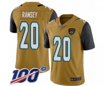 Men's Jacksonville Jaguars #20 Jalen Ramsey Limited Gold Rush Vapor Untouchable 100th Season Football Jersey