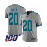 Men's Jacksonville Jaguars #20 Jalen Ramsey Silver Inverted Legend Limited 100th Season Football Jersey