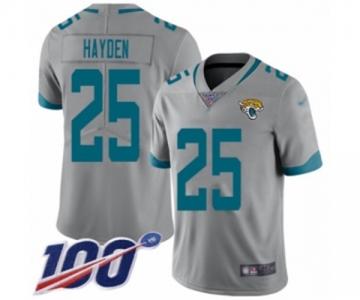 Men's Jacksonville Jaguars #25 D.J. Hayden Silver Inverted Legend Limited 100th Season Football Jersey