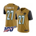 Men's Jacksonville Jaguars #27 Leonard Fournette Limited Gold Rush Vapor Untouchable 100th Season Football Jersey