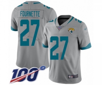 Men's Jacksonville Jaguars #27 Leonard Fournette Silver Inverted Legend Limited 100th Season Football Jersey