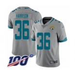 Men's Jacksonville Jaguars #36 Ronnie Harrison Silver Inverted Legend Limited 100th Season Football Jersey