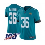 Men's Jacksonville Jaguars #36 Ronnie Harrison Teal Green Alternate Vapor Untouchable Limited Player 100th Season Football Jersey