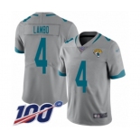 Men's Jacksonville Jaguars #4 Josh Lambo Silver Inverted Legend Limited 100th Season Football Jersey