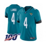 Men's Jacksonville Jaguars #4 Josh Lambo Teal Green Alternate Vapor Untouchable Limited Player 100th Season Football Jersey